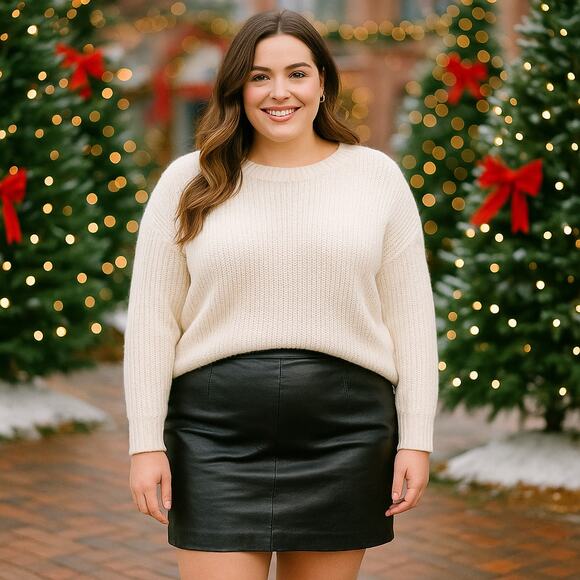 Wilsons Leather Maxima SZ 22 VTG Black Leather Mini Pencil Skirt Fits Like 16 - Picture 1 of 6